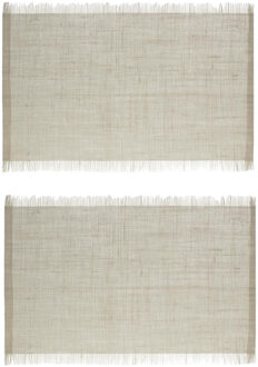 Jute tafel placemat - Set van 6x stuks - naturel - 45 x 30 cm - Onderleggers - met