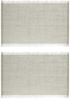 Jute tafel placemat - Set van 8x stuks - lichtgrijs - 45 x 30 cm - Onderleggers