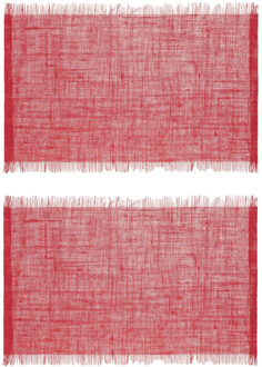 Jute tafel placemat - Set van 8x stuks - rood - 45 x 30 cm - Onderleggers - met ra