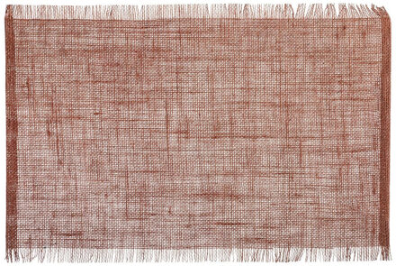 Jute tafel placemat - terracotta - 45 x 30 cm - Onderleggers - met rafels