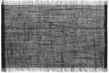 Jute tafel placemat - zwart - 45 x 30 cm - Onderleggers - met rafels