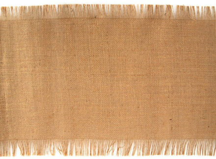 Jute tafelloper - 29 x 500 cm - beige - met franjes