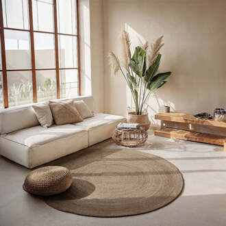 Jute Vloerkleed Geweven - Rond - Bruin Xcm - Jute - Dekbed-Discounter.nl