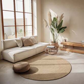 Jute Vloerkleed Geweven - Rond - Crème Xcm - Jute - Dekbed-Discounter.nl Creme - ø 140 cm