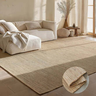 Jute Wol Katoen Vloerkleed - Beige 230x160cm - Wol Jute Katoen - Dekbed-Discounter.nl - 160 x 230 cm