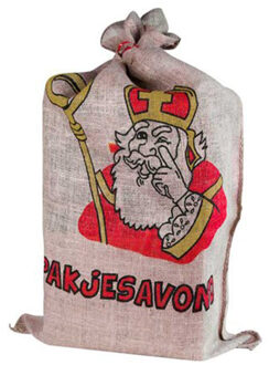 Jute zak voor Sinterklaas 60 x 102 cm - Feestdecoratievoorwerp