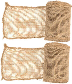 Juteband naturel van 10 x 300 cm - 2x - Hobby/knutselmateriaal - Decoratie banden - Jute band/rand