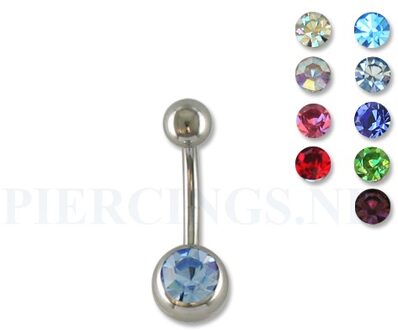 Juwelen navelpiercing 10 mm met 1 steentje blauw
