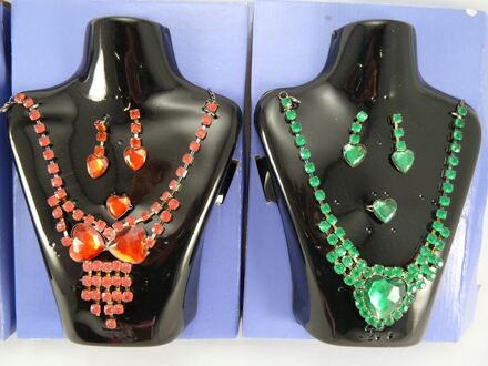Juwelenset, Halsketting En Oorbellen 6 Verschillnde Kleuren Assorti
