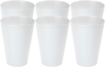 Juypal drinkbekers - 6x - wit - kunststof - 430 ml - herbruikbaar - Drinkglazen