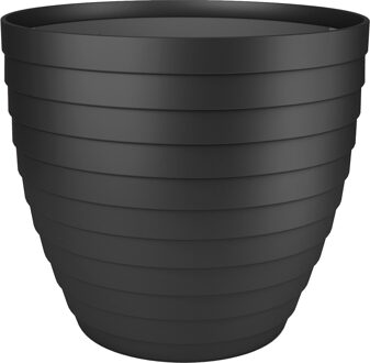 Juypal Hogar Bloempot/plantenpot Florenzia - zwart - kunststof - D25 x H22,3 cm - voor buiten/binnen