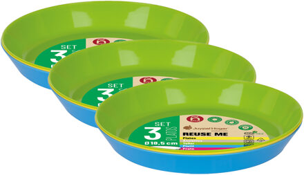 Juypal Hogar Borden - 12x - gekleurd - kunststof - D18,5 x H2,5 cm - herbruikbaar