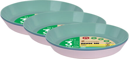 Juypal Hogar Borden - 12x - pastel tinten - kunststof - D18,5 x H2,5 cm - herbruikbaar