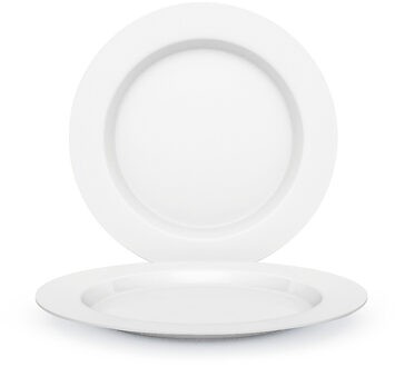 Juypal Hogar Juypal diner borden set - 12x - wit - kunststof - D26 cm - herbruikbaar - BPA-vrij - camping