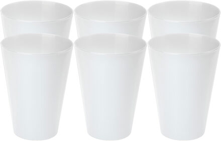 Juypal Hogar Juypal drinkbekers - 6x stuks - wit - onbreekbaar kunststof - 430 ml - herbruikbaar - BPA-vrij