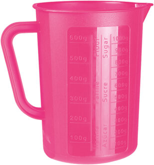 Juypal Hogar Juypal keuken maatbeker/mengbeker - kunststof - fuchsia roze - 1400 ml - Maatbekers