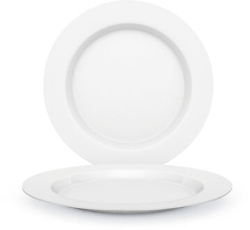 Juypal Hogar Juypal Ontbijt borden set - 18x - wit - kunststof - D22 cm - herbruikbaar - BPA-vrij - klein formaat