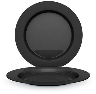 Juypal Hogar Juypal Ontbijt Bordenset - 4x - zwart - kunststof - D26 cm - herbruikbaar - BPA-vrij