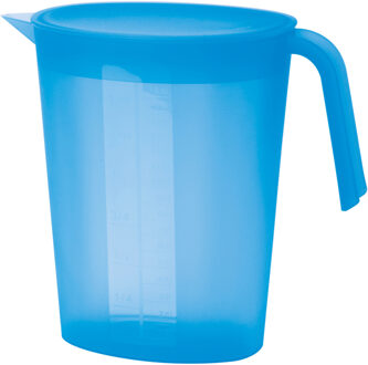 Juypal Hogar Juypal Schenkkan/waterkan - blauw - 1,75 liter - kunststof - L22 x H20 cm - met deksel - Schenkkannen