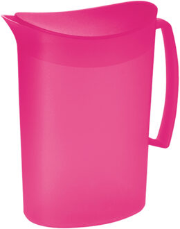 Juypal Hogar Juypal Schenkkan/waterkan - fuchsia roze - 2 liter - kunststof - L20 x H23 cm - met deksel - Schenkkannen