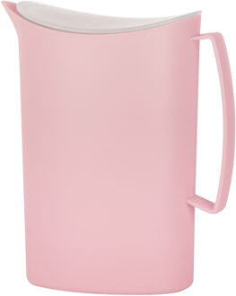 Juypal Hogar Juypal Schenkkan/waterkan - roze - 2 liter - kunststof - L20 x H23 cm - met deksel - Schenkkannen