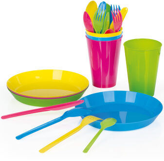 Juypal Hogar Juypal Servies 24-delig - gekleurd - kunststof - voor 4 personen - herbruikbaar - BPA-vrij