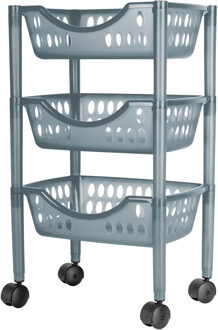 Juypal Hogar Keukentrolley - 3-laags - grijs - kunststof - 39 x 26,5 x 66,5 cm - Opberg trolley