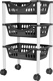 Juypal Hogar Keukentrolley - 3-laags - grijs/wit - kunststof - 39 x 26,5 x 66,5 cm - Opberg trolley