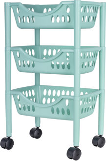 Juypal Hogar Keukentrolley - 3-laags - licht groen - kunststof - 39 x 26,5 x 66,5 cm - Opberg trolley