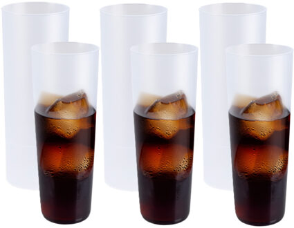 Juypal Hogar Longdrink glas - 18x - wit - kunststof - 330 ml - herbruikbaar - onbreekbaar - camping
