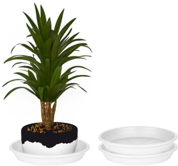 Juypal Hogar Plantenschotel - 2x - wit - kunststof - Dia 30,5 cm - onderschotel/opvangschaal