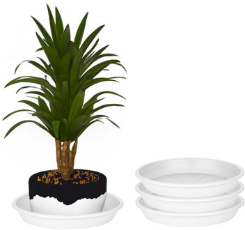 Juypal Hogar Plantenschotel - 3x - wit - kunststof - Dia 30,5 cm - onderschotel/opvangschaal
