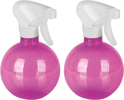 Juypal Hogar Plantenspuit/waterverstuiver- 2x - wit/roze - 400 ml - kunststof - sprayflacon