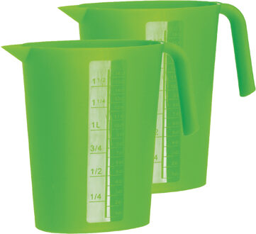 Juypal Hogar Schenkkan/waterkan - 2x - groen - 1,75 liter - kunststof - L22 x H20 cm