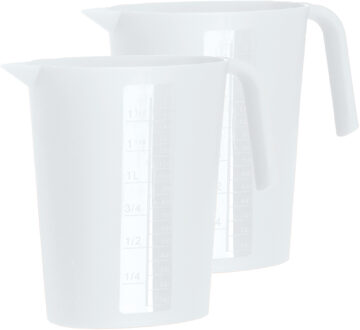Juypal Hogar Schenkkan/waterkan - 2x - transparant - 1,75 liter - kunststof - L22 x H20 cm