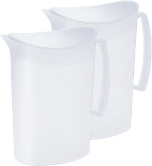 Juypal Hogar Schenkkan/waterkan met deksel - 2x - transparant - 2 liter - kunststof - L20 x H23 cm