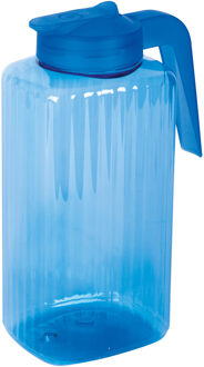 Juypal Hogar Schenkkan/waterkan met deksel - blauw - 2,2 liter - kunststof - L15 x H24 cm