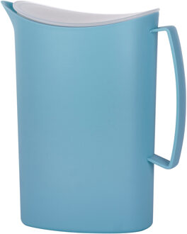 Juypal Hogar Schenkkan/waterkan met deksel - blauw - 2 liter - kunststof - L20 x H23 cm