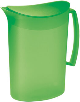 Juypal Hogar Schenkkan/waterkan met deksel - groen - 2 liter - kunststof - L20 x H23 cm