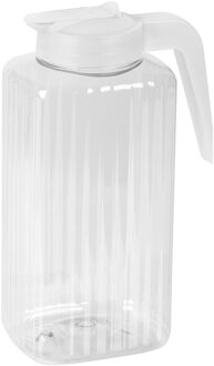 Juypal Hogar Schenkkan/waterkan met deksel - wit - 2,2 liter - kunststof - L15 x H24 cm