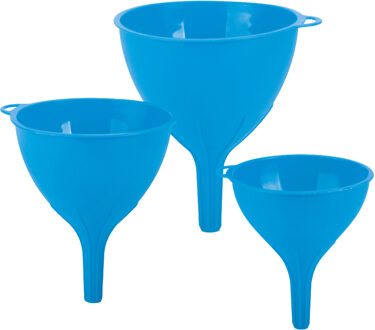 Juypal Hogar Trechter set - 3-delig - blauw - kunststof - dia 10/12/15 cm- keuken benodigdheden