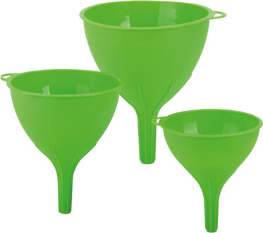 Juypal Hogar Trechter set - 3-delig - groen - kunststof - dia 10/12/15 cm - Trechters