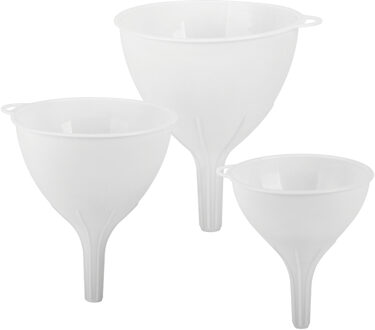 Juypal Hogar Trechter set - 3-delig - wit - kunststof - dia 10/12/15 cm- keuken benodigdheden