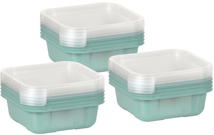 Juypal Hogar Vershoudbakjes/lunchboxen - set van 12x st - 900 ml - groen/transparant- L16 x B16 x H9 cm
