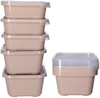 Juypal Hogar Vershoudbakjes nestbaar - 10 delig - BPA vrij - meal prep - diverse maten - Beige