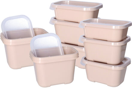 Juypal Hogar Vershoudbakjes nestbaar - 10 delig - BPA vrij - meal prep - diverse maten - Beige