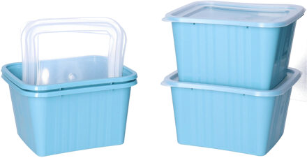 Juypal Hogar Vershoudbakjes nestbaar - 4 delig - BPA vrij - meal prep - 4x stuks van 1 liter - blauw