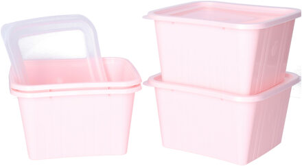 Juypal Hogar Vershoudbakjes nestbaar - 4 delig - BPA vrij - meal prep - 4x stuks van 1 liter - roze