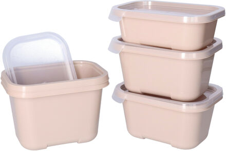 Juypal Hogar Vershoudbakjes nestbaar - 5 delig - BPA vrij - meal prep - 5x diverse maten - Beige