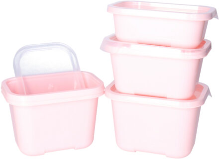 Juypal Hogar Vershoudbakjes nestbaar - 5 delig - BPA vrij - meal prep - diverse maten - Roze